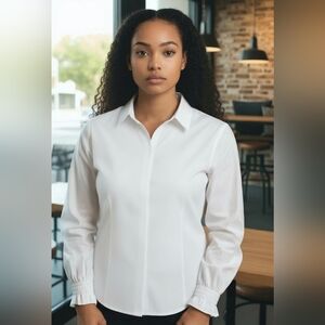 Roz & Ali | Button Down | White Blouse | XL